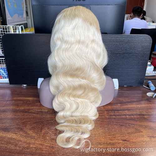 buying in bulk wholesale cuticle aligned 613 transparent frontal wig,13*4 lace frontal preplucked 613 bodywave wig